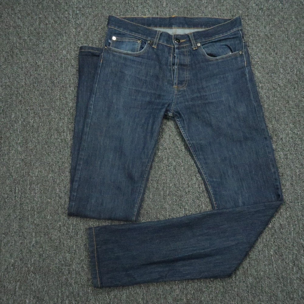 Mizzen‎ Main Jeans Mens 30x33 Blue 5 Pocket Straight Denim Button Fly